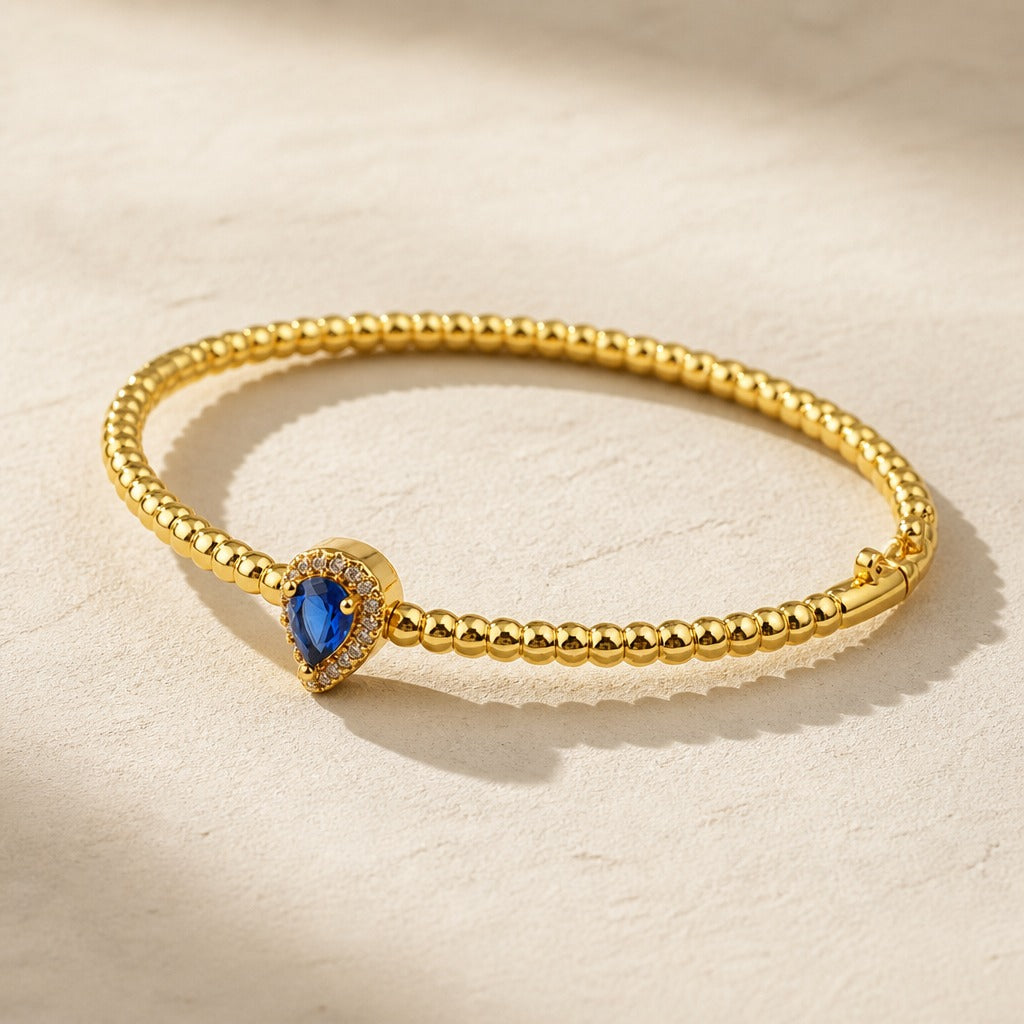 Gwen | Zirconia Cuff Gold Bracelet