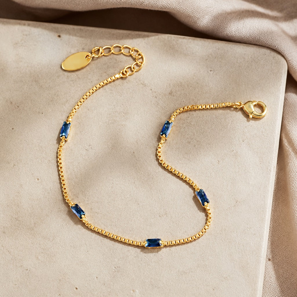 Frances | Zirconia Chain Gold Bracelet