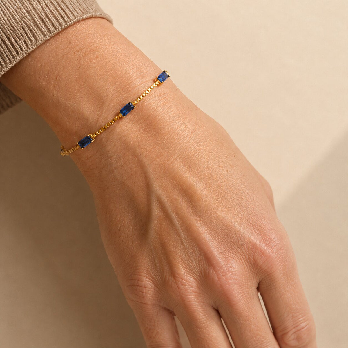 Frances | Zirconia Chain Gold Bracelet