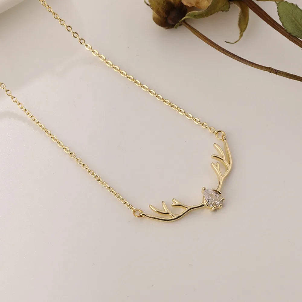 Antler Necklace with Delicate Heart Pendant