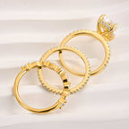 Jaily 3PC Wedding Ring Set | White Gold