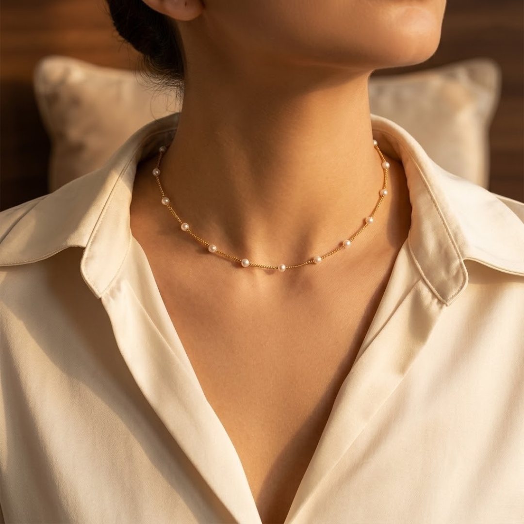 Perla | Gold Pearl Chain Necklace