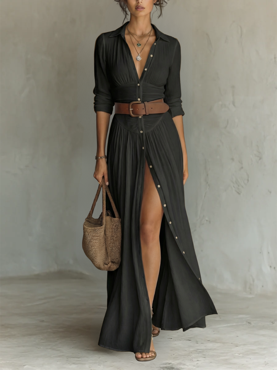 Hallie | Stylish Long Sleeve Collared Dress