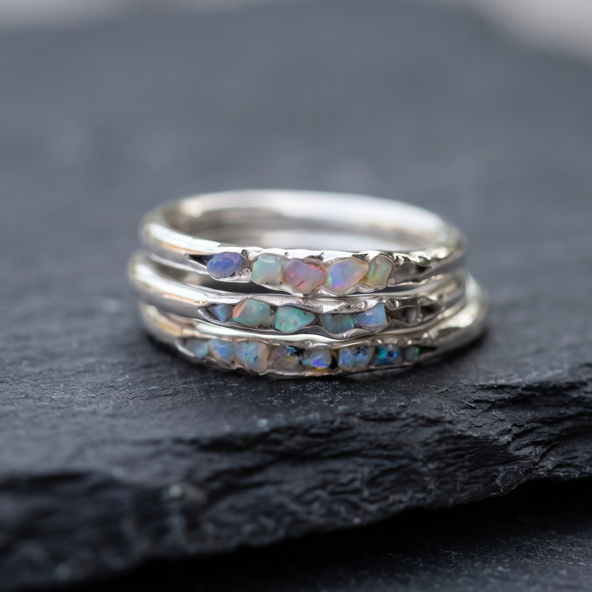Ysolde | Vintage Layered Blue Stones Silver Ring