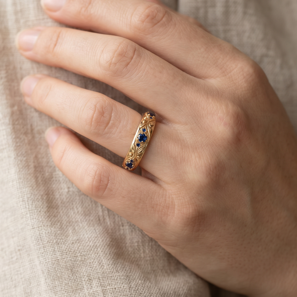 Fenna | Exotic Fine Blue Zirconia Leaf Ring