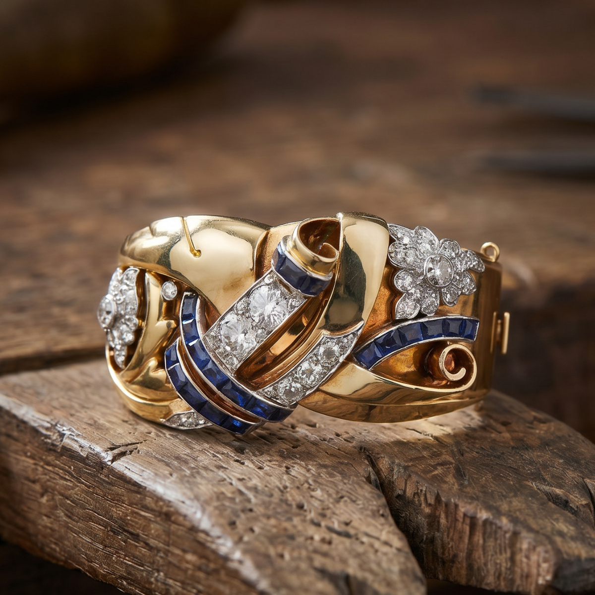 Elke | Vintage Gold Blue Zirconia Ring
