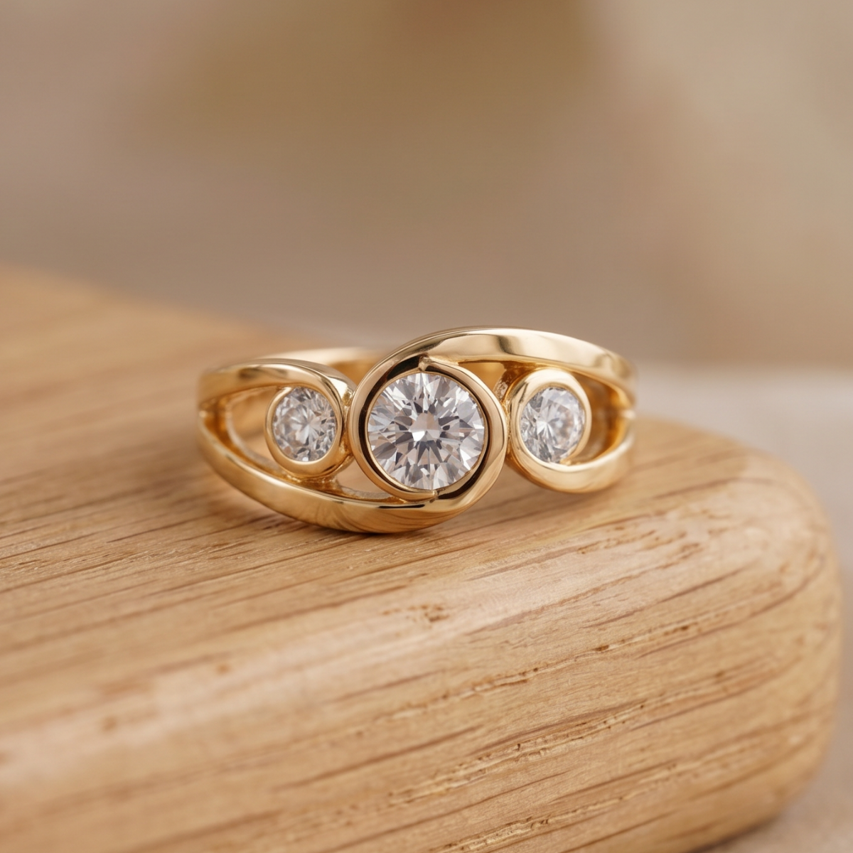 Ottilie | Vintage Gold Plated Spiral Zirconia Ring