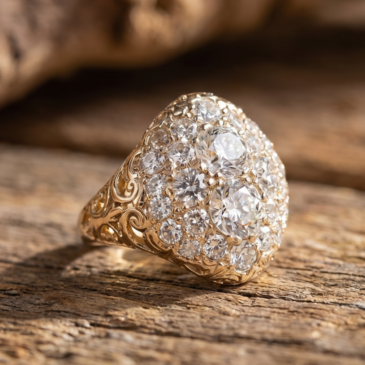 Cordelia | Vintage Gold Ring with Round Diamonds