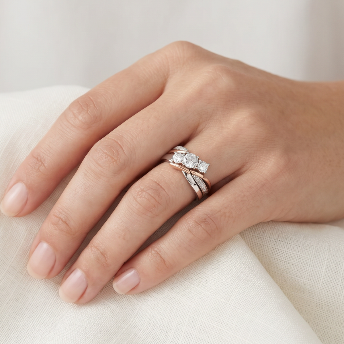 Wren | Vintage Gold & Silver Zirconia Ring