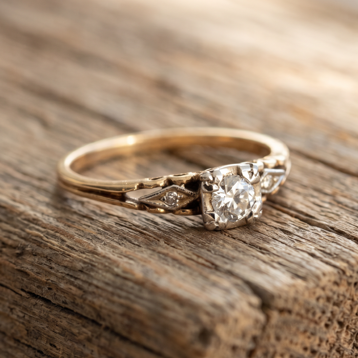 Camille | Vintage Zirconia Fine Gold Ring