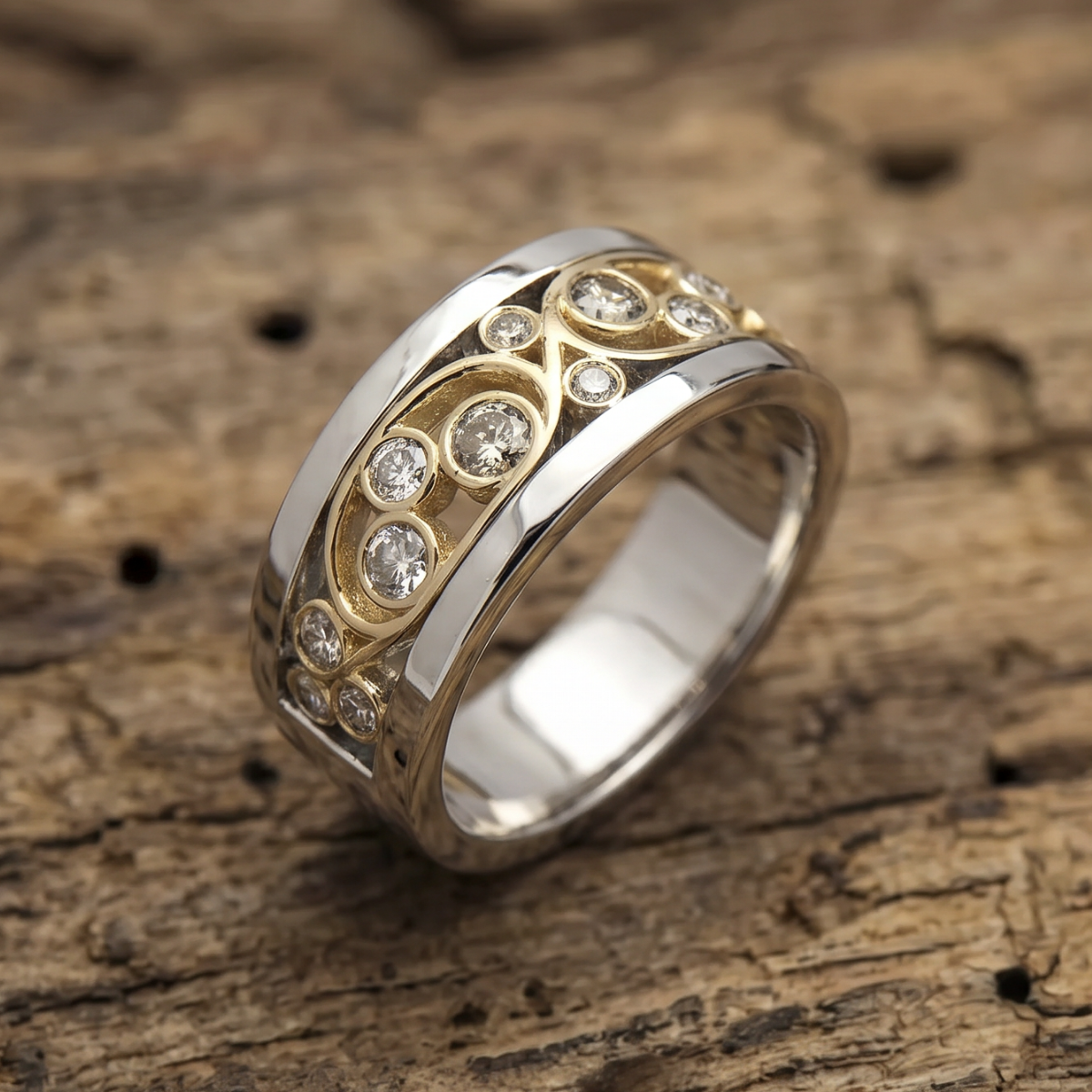 Elodie | Vintage Gold & Silver Ivy Zirconia Ring