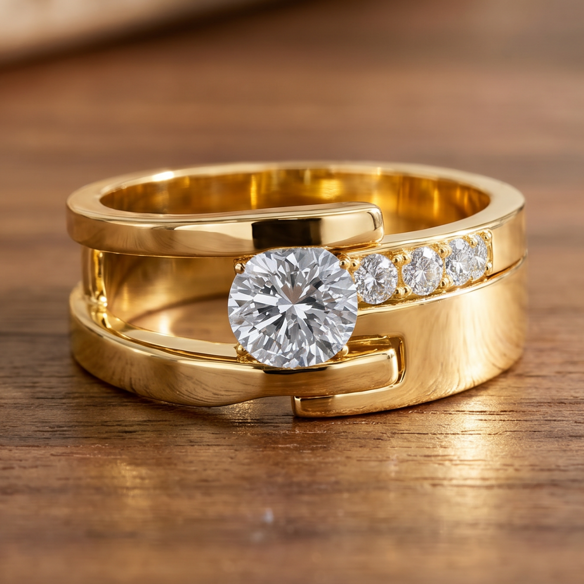 Margaux | Vintage Golden Irregular Zirconia Ring