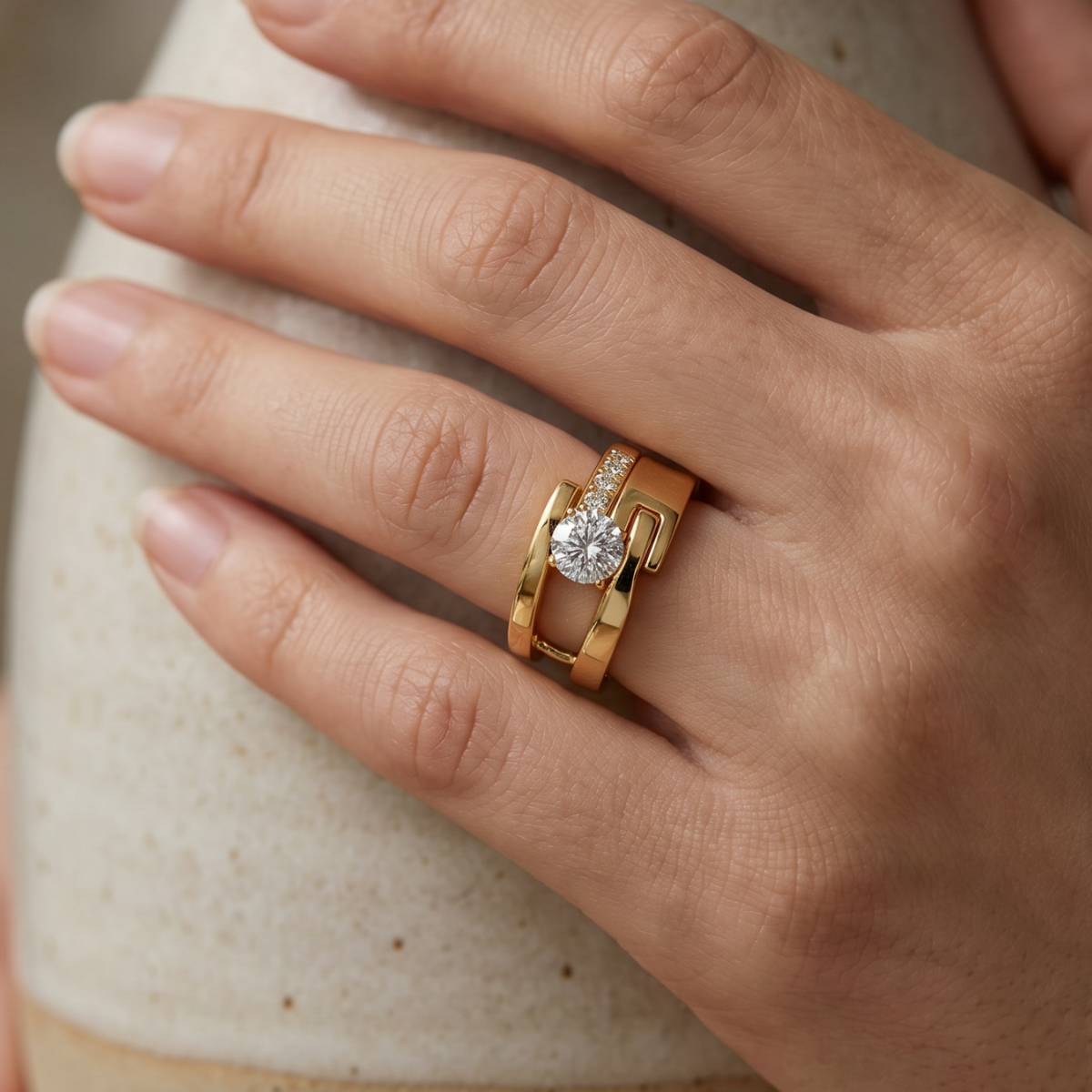 Margaux | Vintage Golden Irregular Zirconia Ring