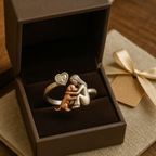 Handcrafted 925 Sterling Silver Dog Ring with Heart-Shaped Zirconia – Adjustable Fit