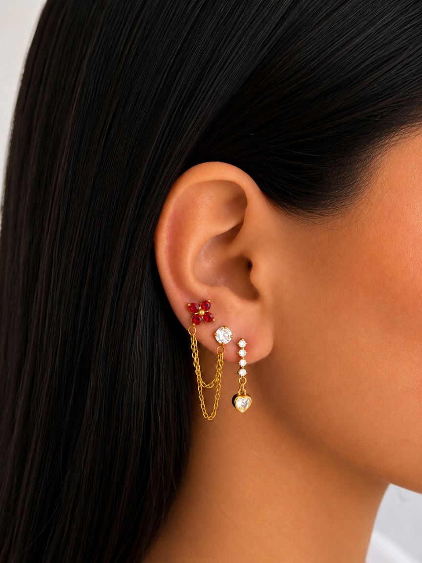 Naxos Red Earring Set