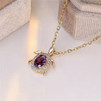 Lilac Crystal Turtle Pendant Necklace