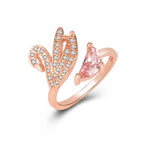 Swan Crystal Ring - Adjustable in Rose Gold