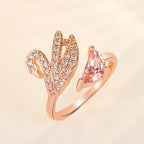 Swan Crystal Ring - Adjustable in Rose Gold