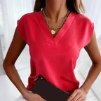 Delphine | Graceful V-Neck Short Sleeve Top