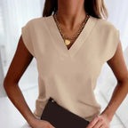 Delphine | Graceful V-Neck Short Sleeve Top