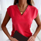 Delphine | Graceful V-Neck Short Sleeve Top