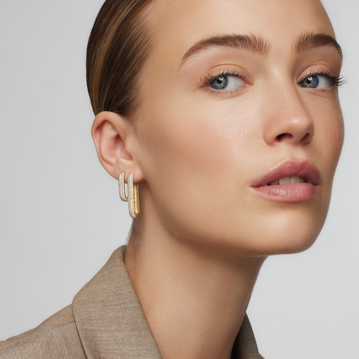 Gwenaëlle | Gold Pavé Hoop Earrings