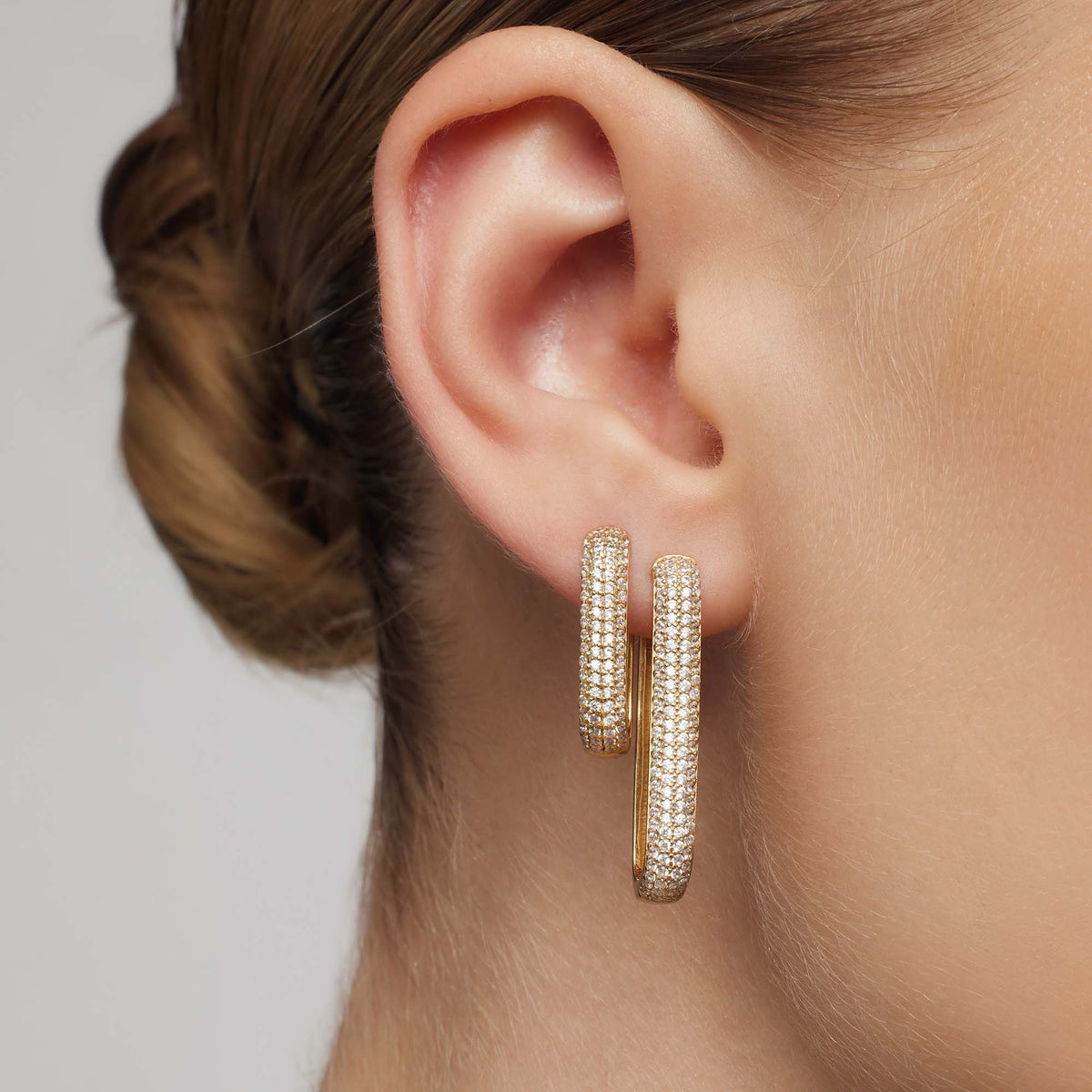 Gwenaëlle | Gold Pavé Hoop Earrings