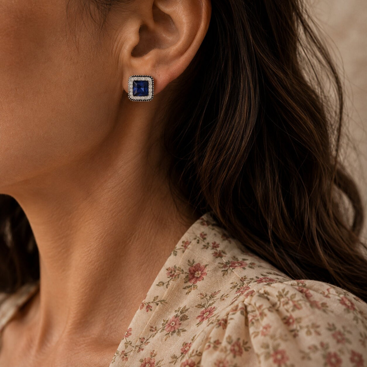 Delia | Sapphire Blue Stud Earrings