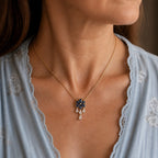 Faye | Floral Blue Tassel Necklace