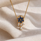 Faye | Floral Blue Tassel Necklace