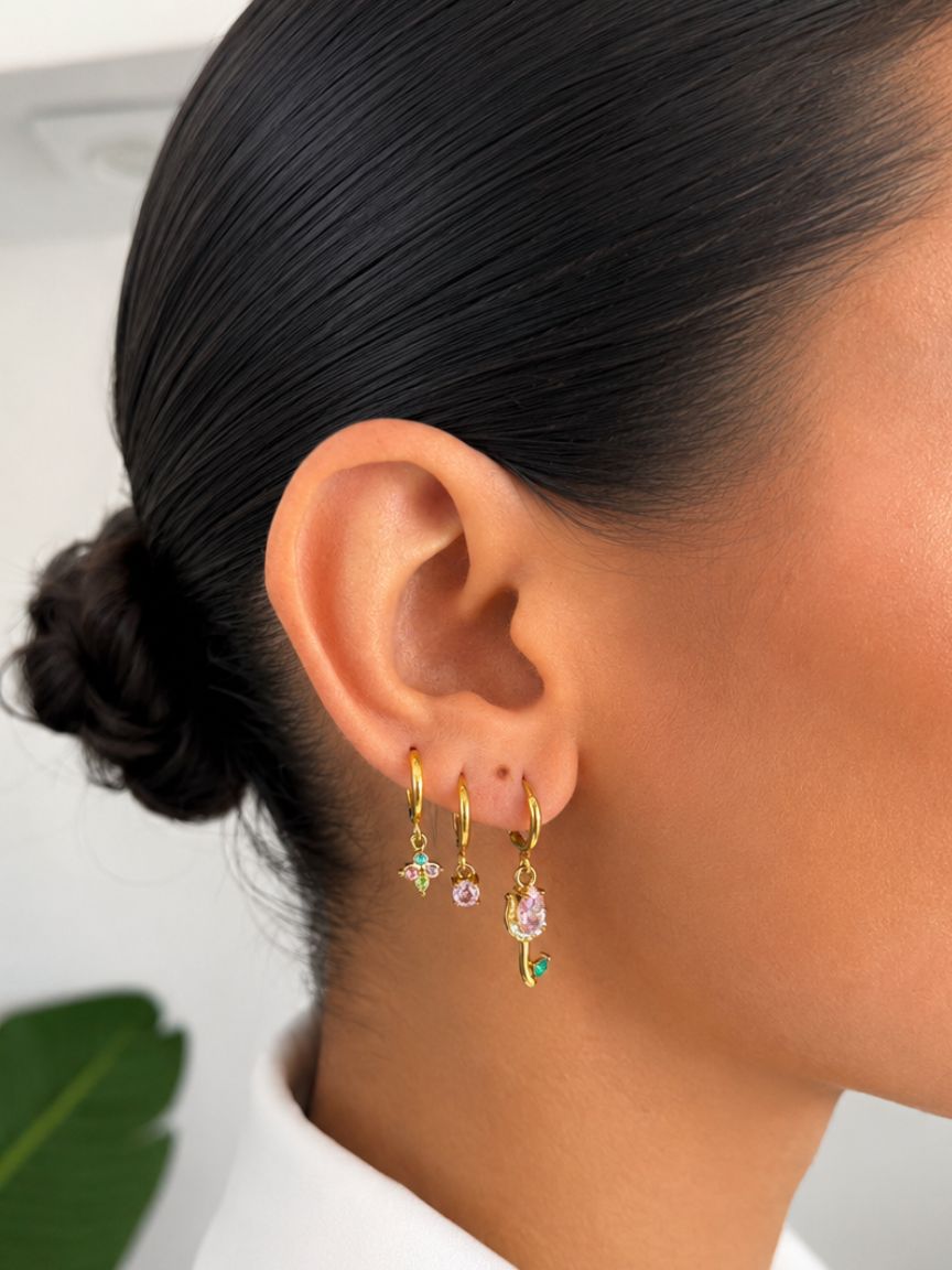 Flower Multicolor Earring Set