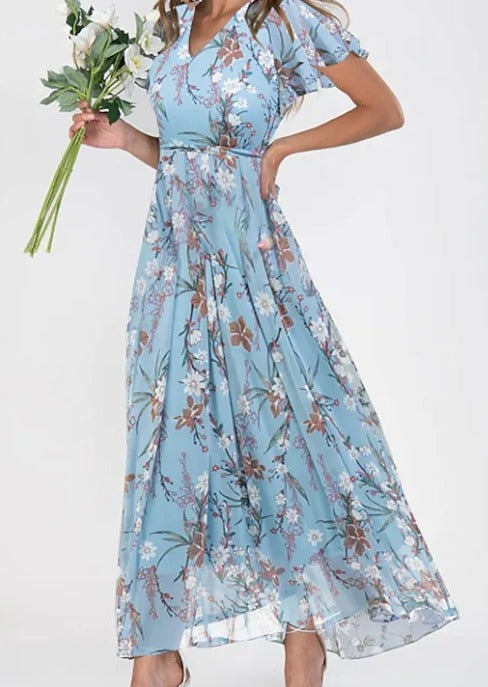 Noelle | Elegant Floral Short Sleeve Dress