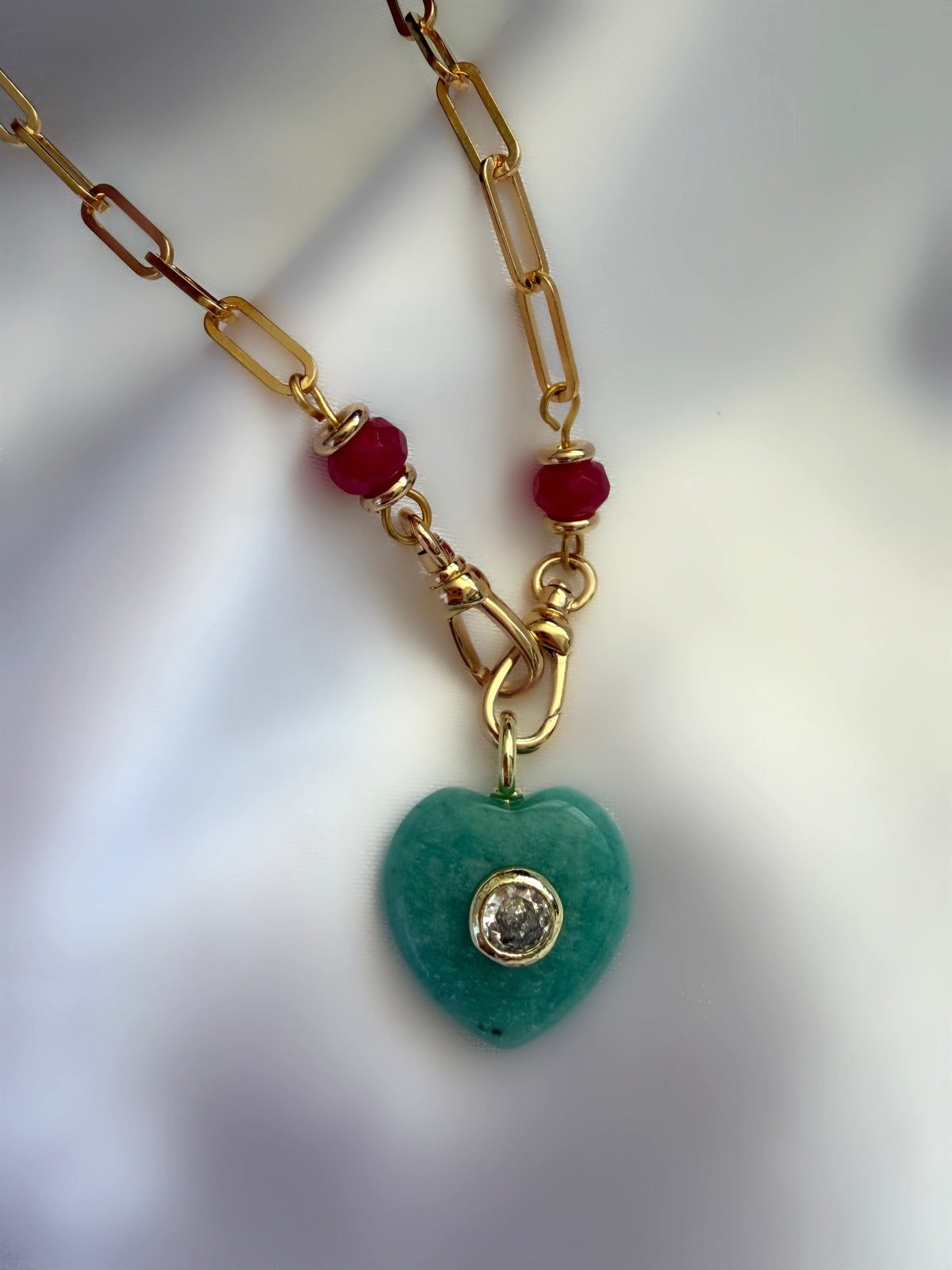 Stones Heart Necklace (Amazonite)