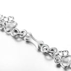 Dog Paw and Bone Bracelet in Pure Silver
