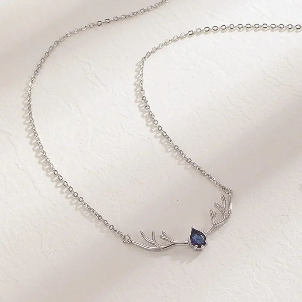 Antler Necklace with Delicate Heart Pendant