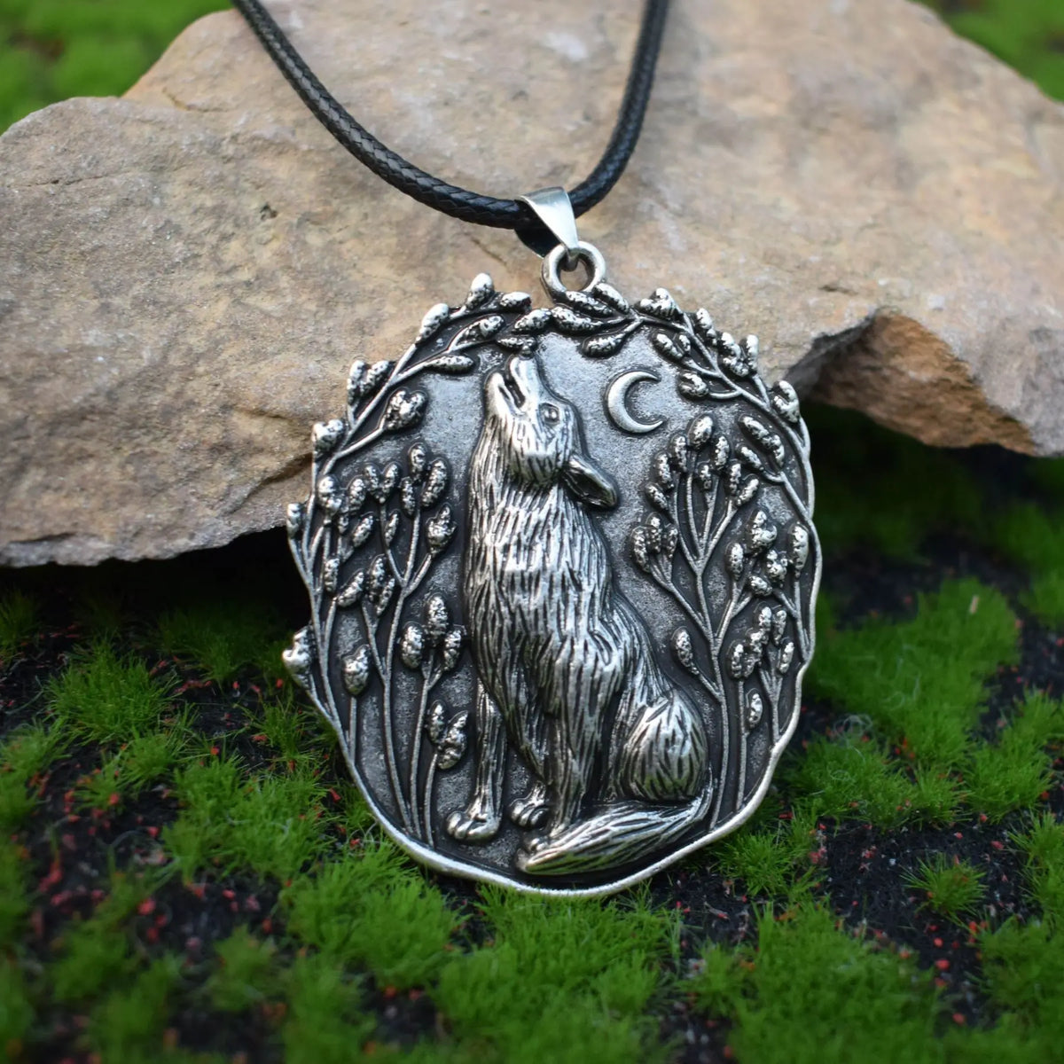 Moon Wolf Spirit Animal Necklace