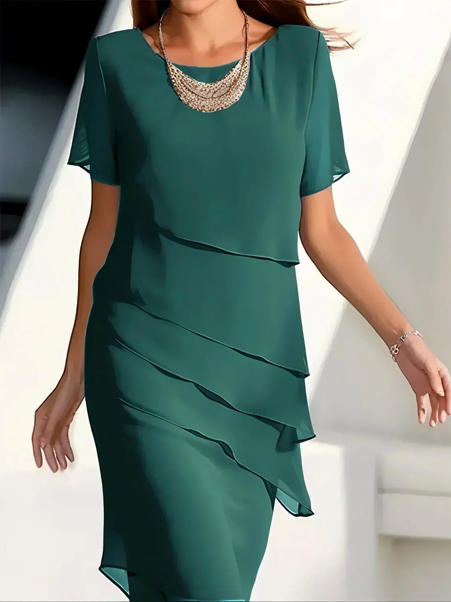 Claire | Elegant Flowy Short Sleeve Dress