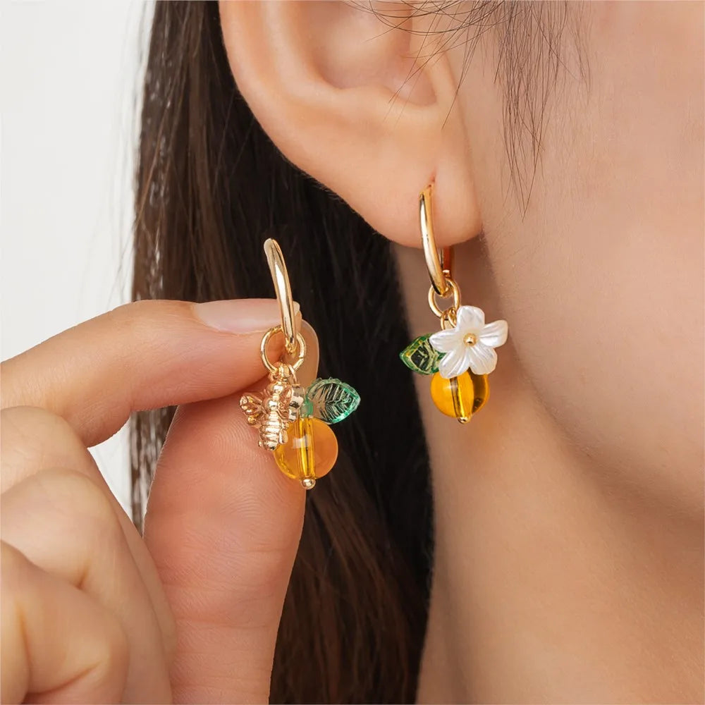 Orange Blossom Bee Earrings