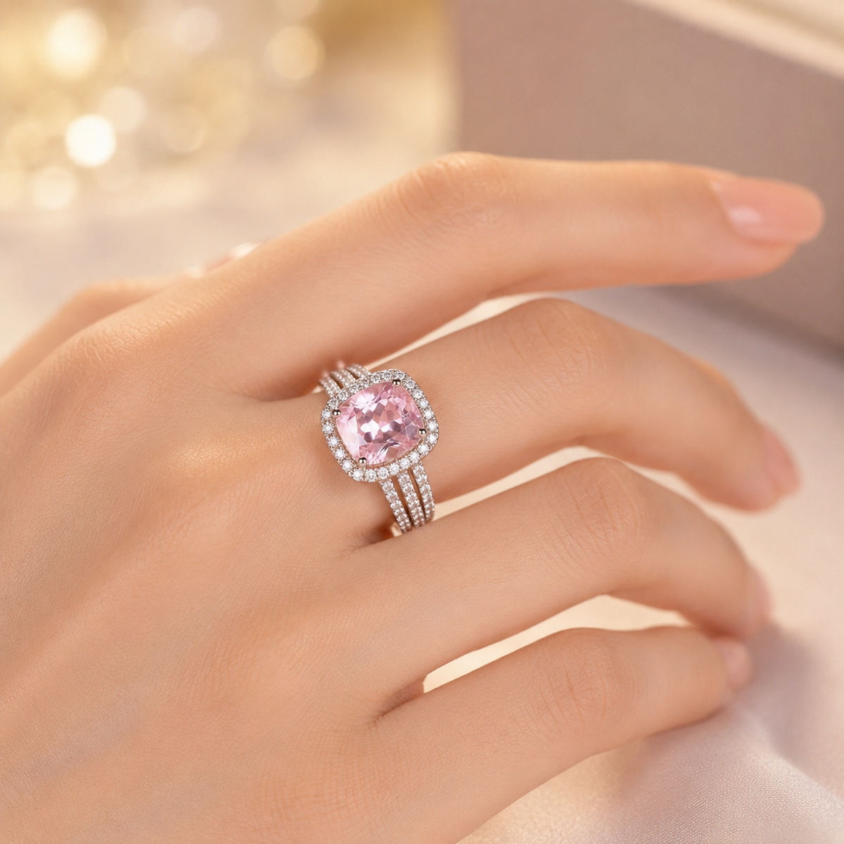 Marguerite | Amethyst Halo Ring