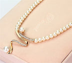 Set Necklace + Earrings with Real Pearls