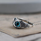 Lucky Owl Adjustable Ring in Silver and Opal