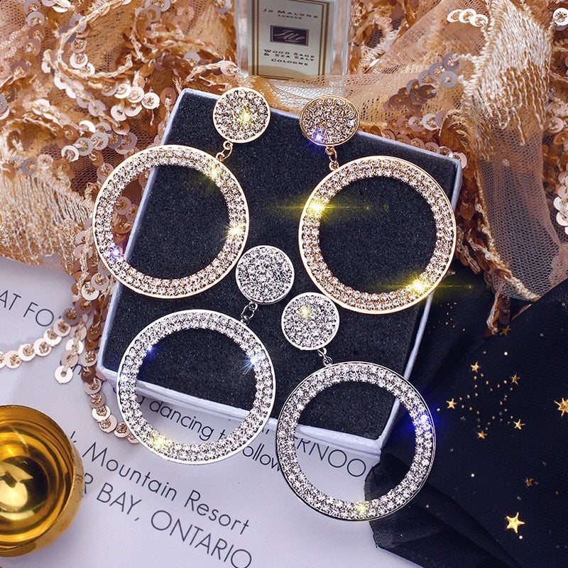 Gold and Silver Zirconia Earrings