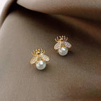 Honeybee Pearl Stud Earrings