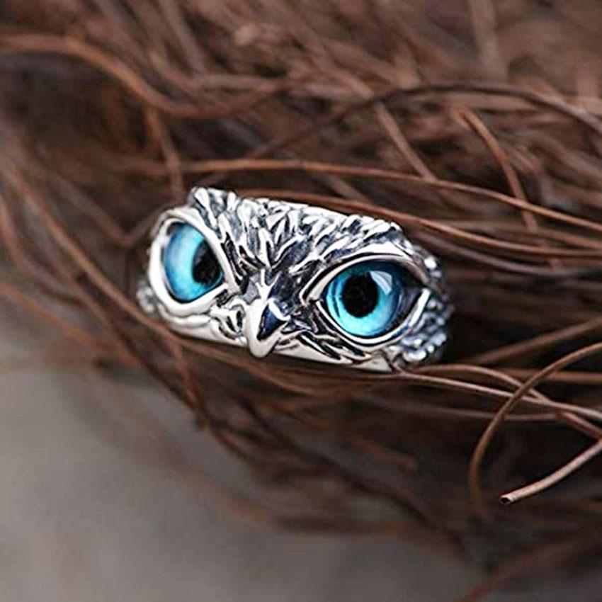 Lucky Owl Adjustable Ring in Silver and Opal