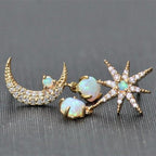 Genevieve | Gold Opal Moon Star Earrings