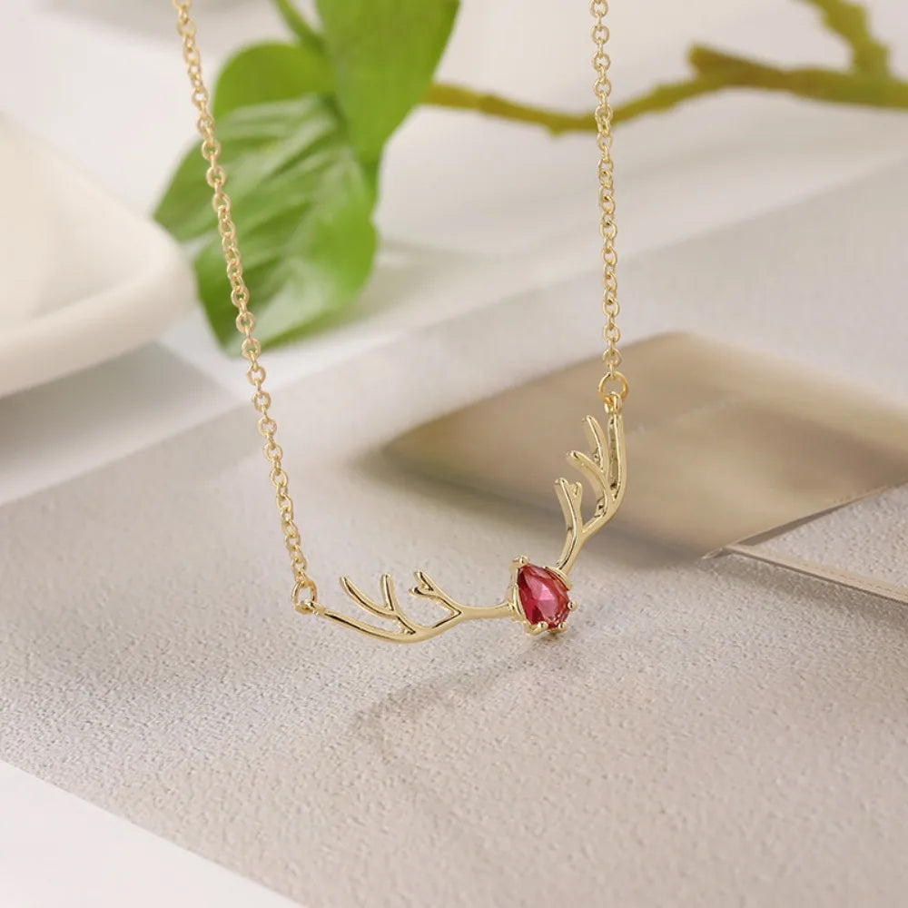 Antler Necklace with Delicate Heart Pendant