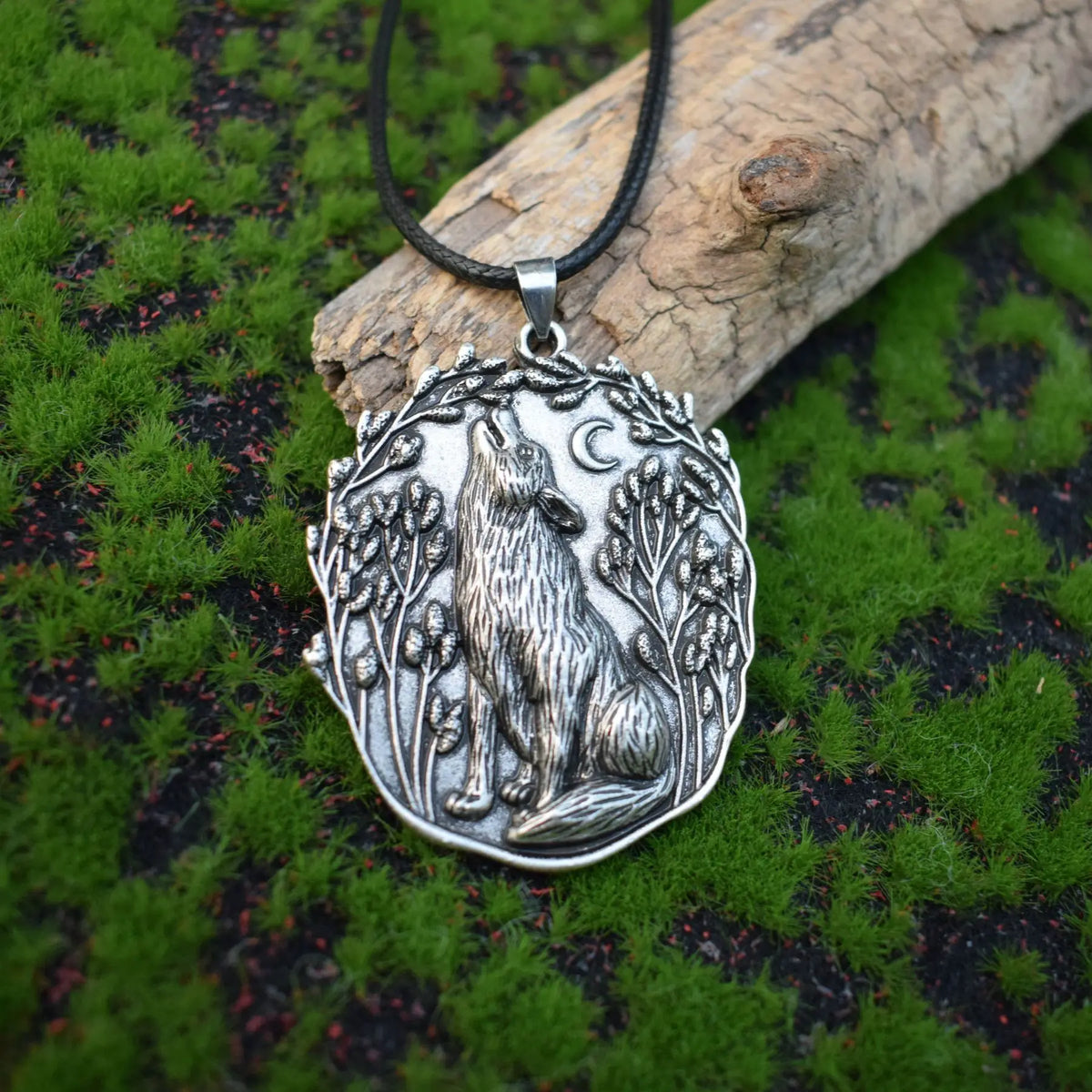 Moon Wolf Spirit Animal Necklace