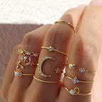 Josephine | Bohemian Silver Gold Ring Set