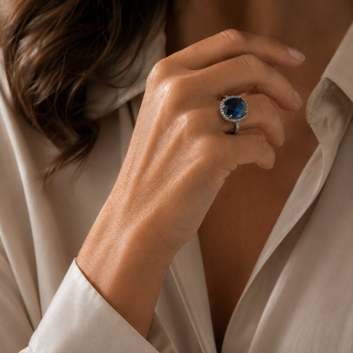 Clara | Blue Halo Statement Ring