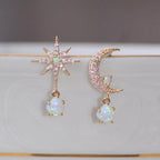Genevieve | Gold Opal Moon Star Earrings